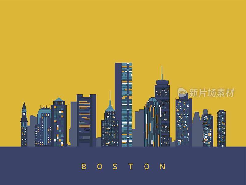波士顿抽象的天际线