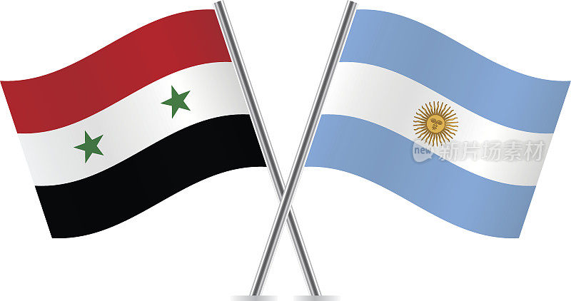 叙利亚和阿根廷国旗。向量。