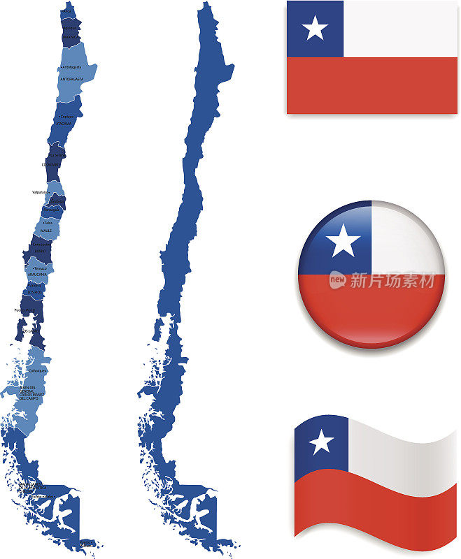 智利地图和旗帜收藏