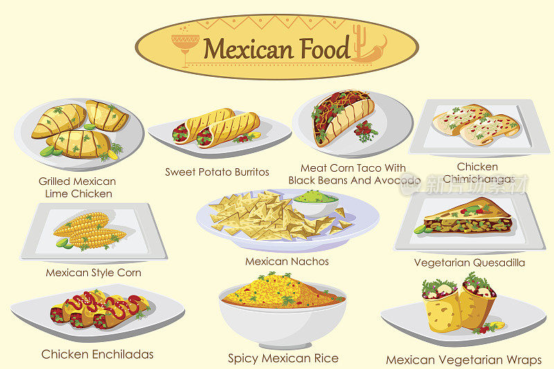 收集美味的墨西哥食物