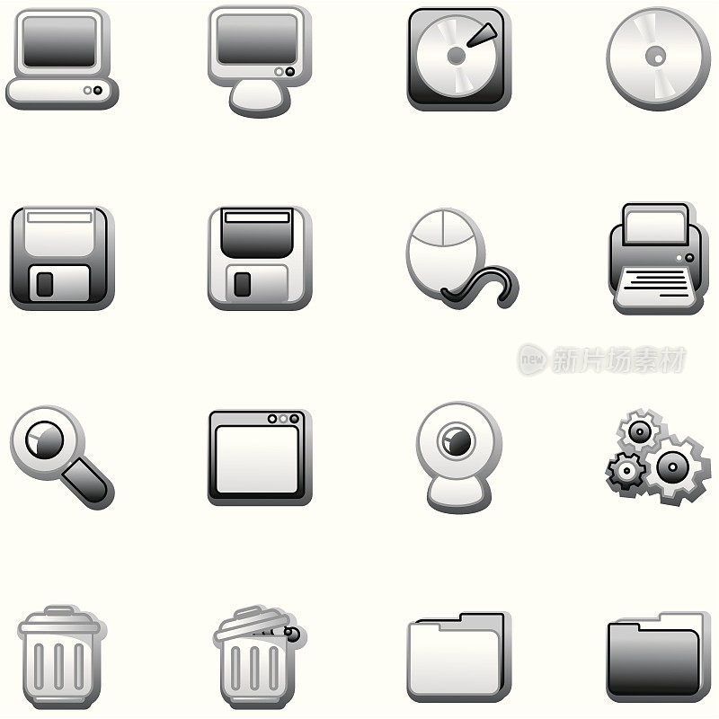 电脑图标(black&amp;白色)