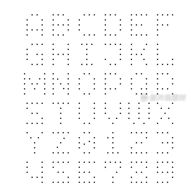 点字体。带有小圆点的字母。