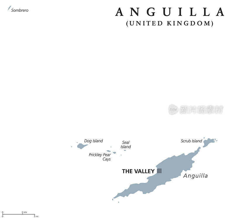 安圭拉岛政治地图