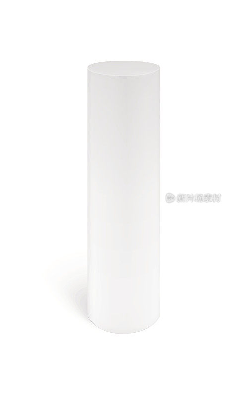 白色圆柱孤立地立在白色背景上。