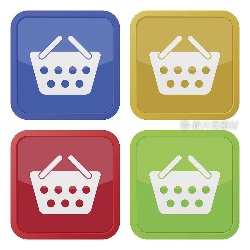 四个方形的彩色图标，购物篮