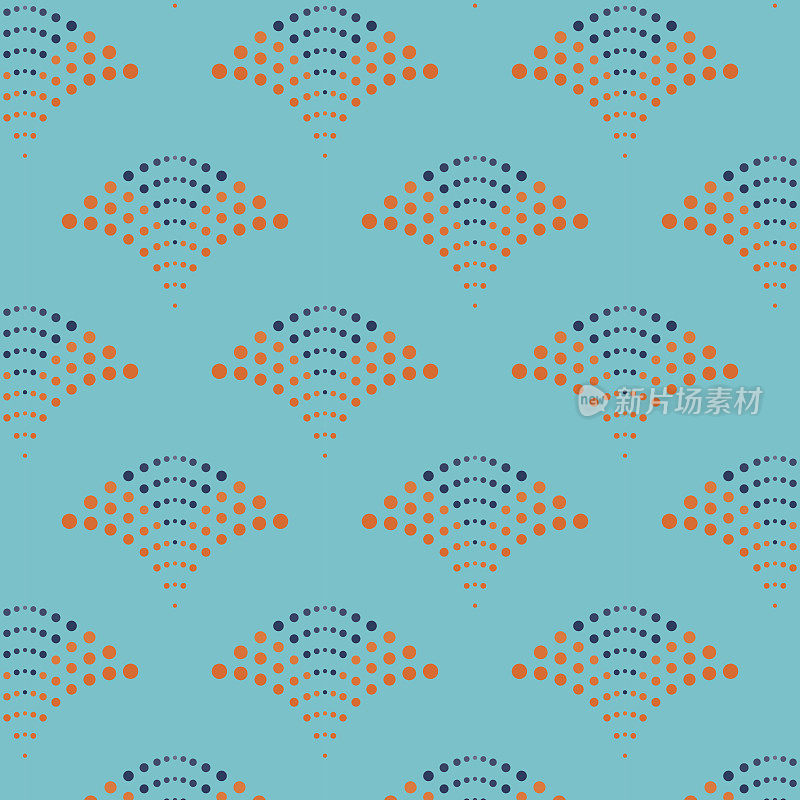 Seamless_Pattern_Fan_Scallop_Shape_Geometric_Dots_Turquoise