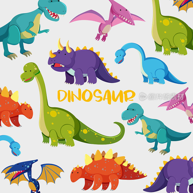 背景设计有许多可爱的恐龙