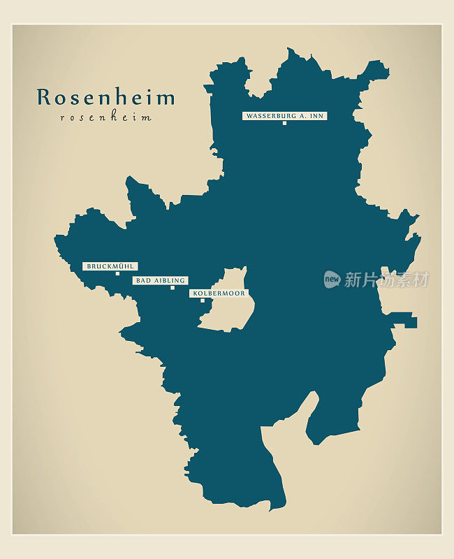 现代地图-罗森海姆县的巴伐利亚DE