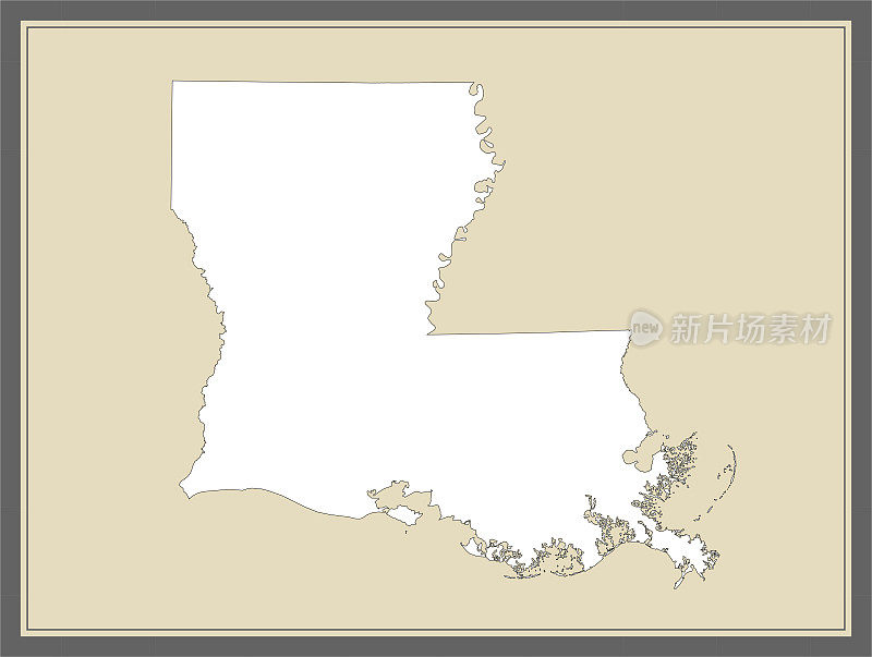路易斯安那州轮廓矢量地图制图学