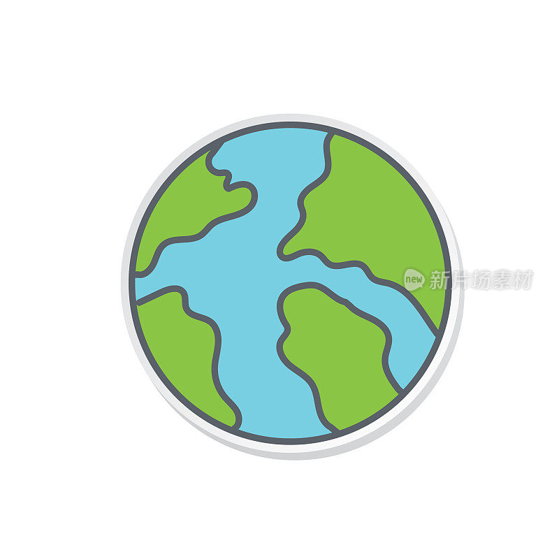 绿色环境线图标地球仪