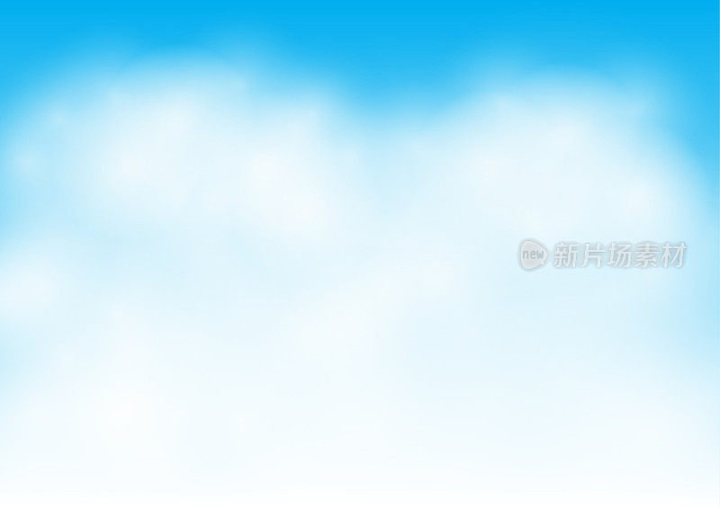 蓝天白云矢量插画设计。好天气的概念背景。室外自然云景。白色和蓝色模板盖。