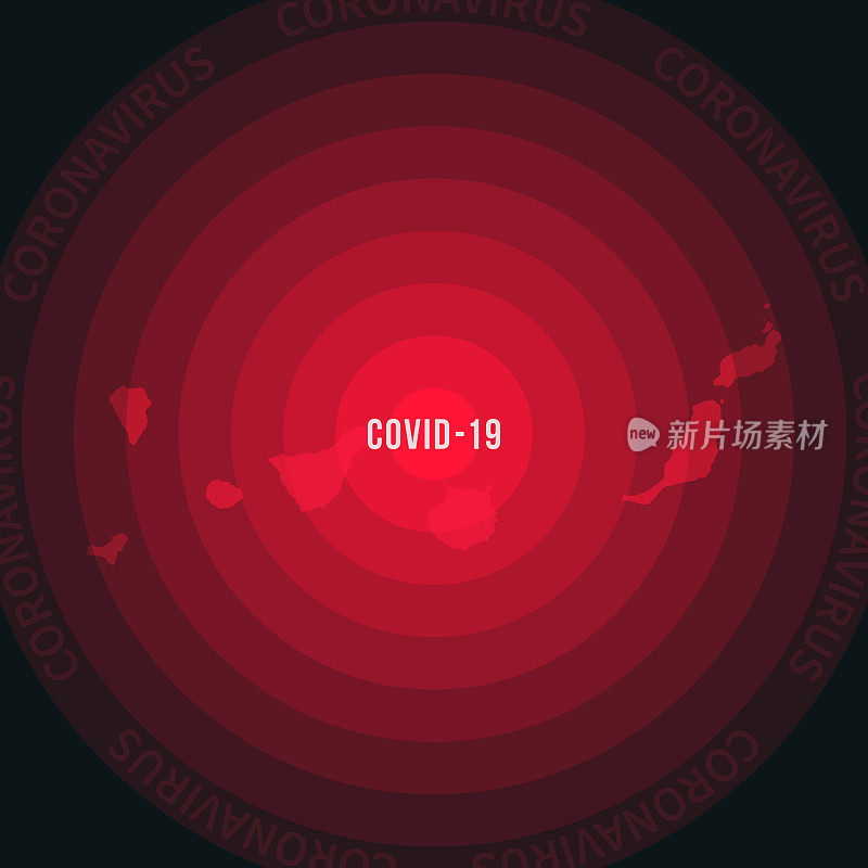 加那利群岛2019冠状病毒病传播地图。冠状病毒爆发