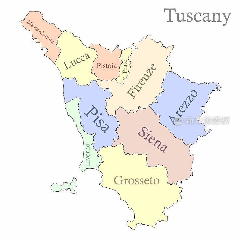 托斯卡纳行政区划图