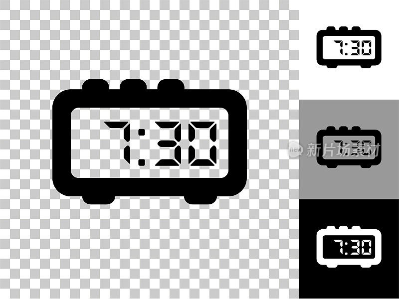 早晨闹钟图标在棋盘透明的背景