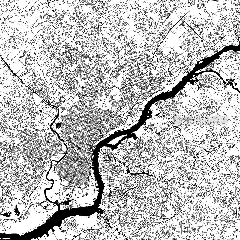 费城，宾夕法尼亚州矢量地图