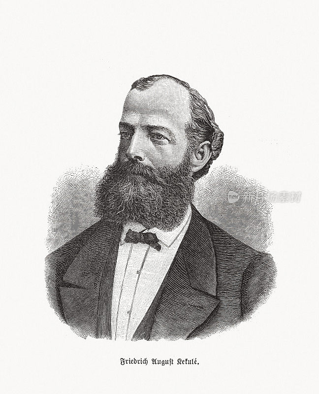 弗里德里希・奥古斯特Kekulé(1829-1896)，德国化学家，木刻，1893年出版