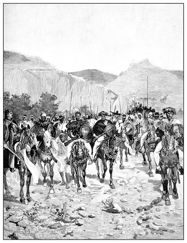第一次意大利-埃塞俄比亚战争(1895-1896)的古董照片:梅尼里克二世军队