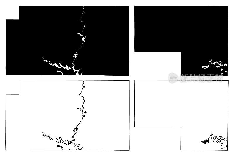 梅诺米尼和马拉松县，威斯康星州(美国县，美国，美国)地图矢量插图，草稿示意图