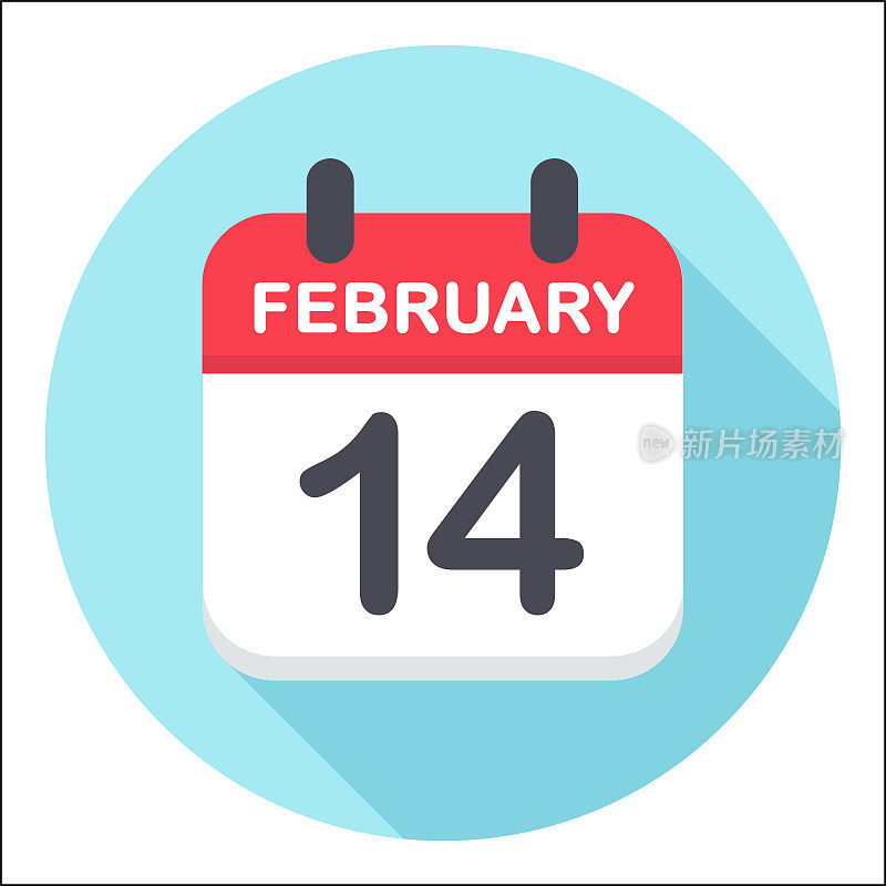 2月14日-日历图标-圆形