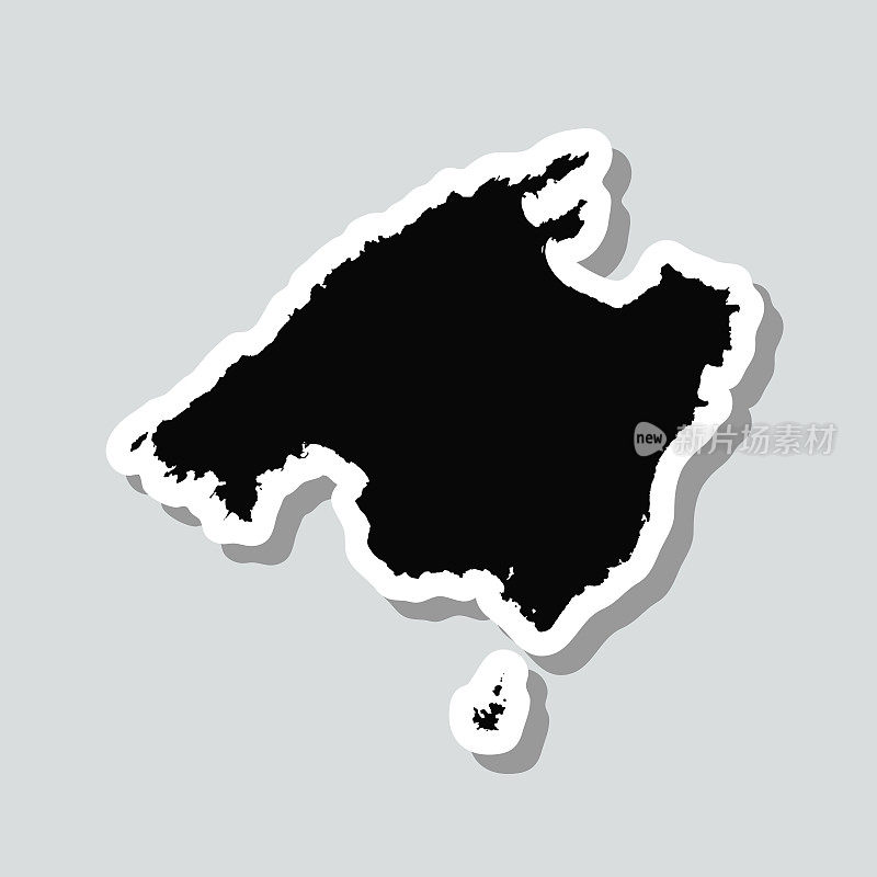 马略卡地图贴纸灰色背景