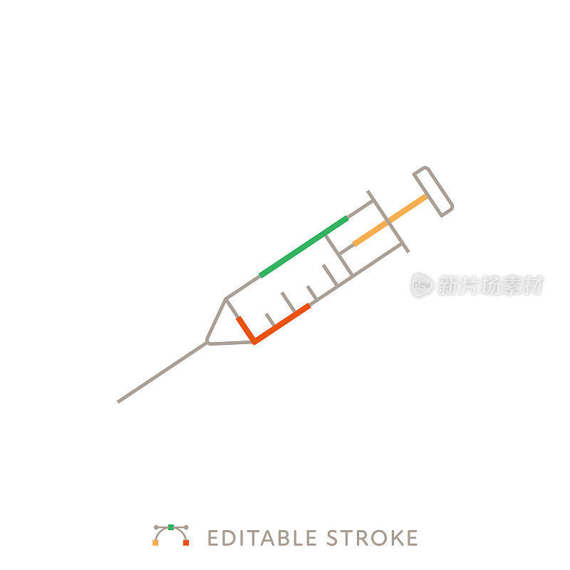 带有可编辑笔触的注射器多色线图标