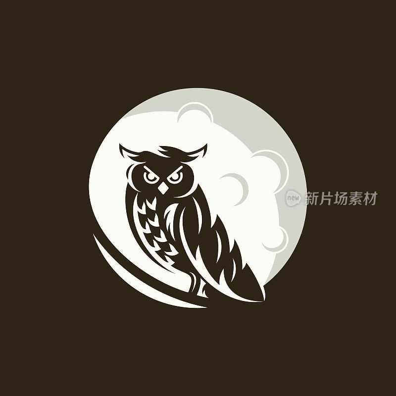 动物猫头鹰月亮商业标志设计