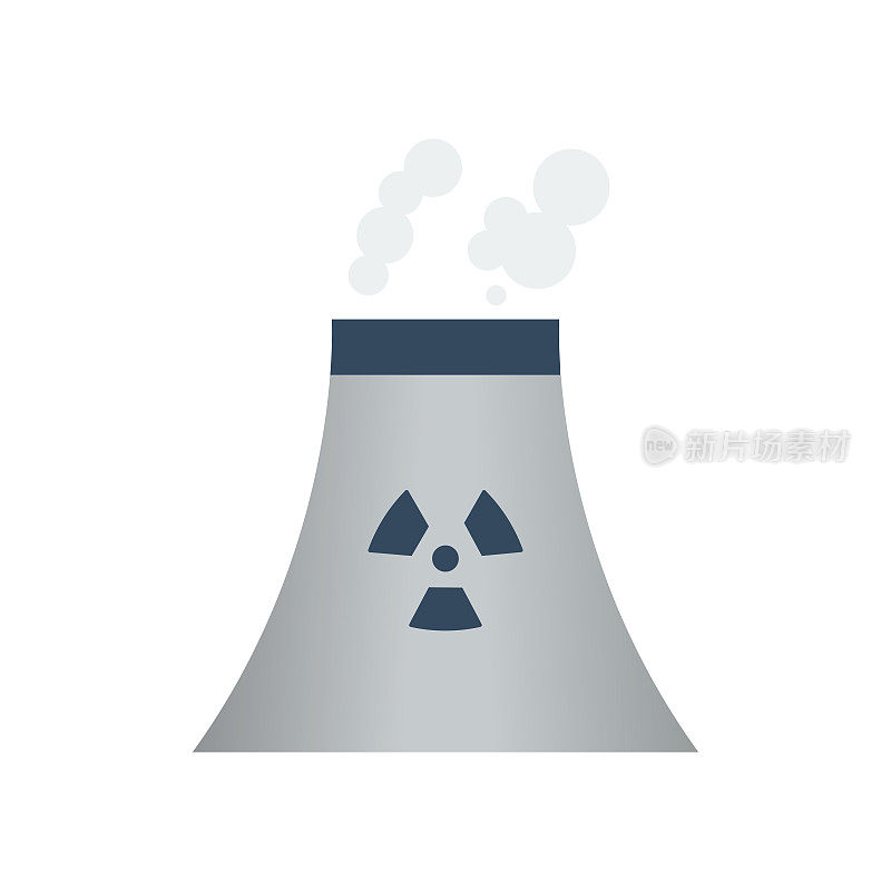 核电站平面图标。平面设计矢量插图