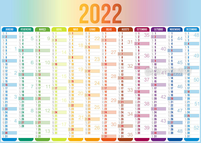 葡萄牙2022年日历