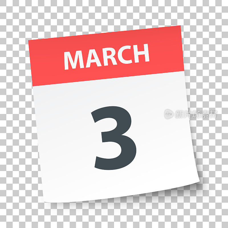 3月3日-在空白背景上的每日日历