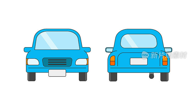 蓝色轿车插图。
