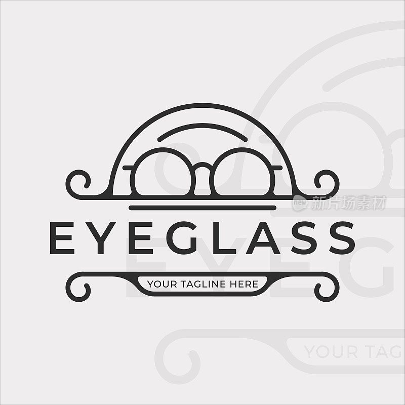 眼镜标志线艺术与复古风格矢量插图模板图标图形设计。眼镜或眼镜的标识和符号，用于光学和商务公司