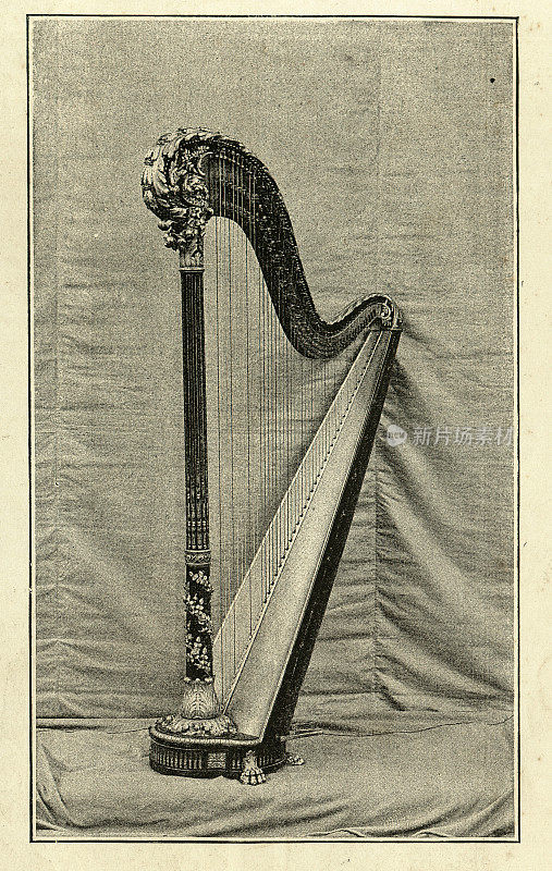 1889年法国巴黎世界博览会上展出的大竖琴