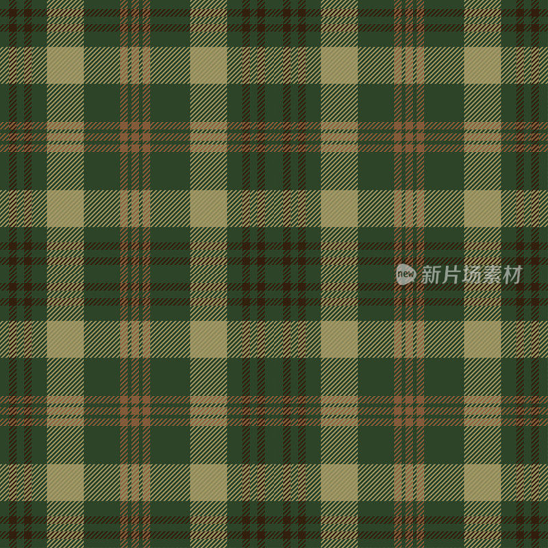 绿色和棕色苏格兰格子格纹织物斯沃琪