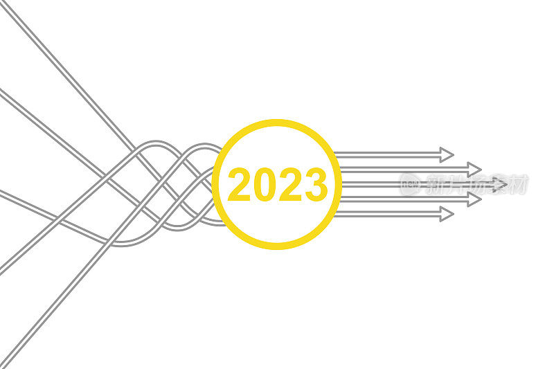 解决方案概念2023年白色背景新年