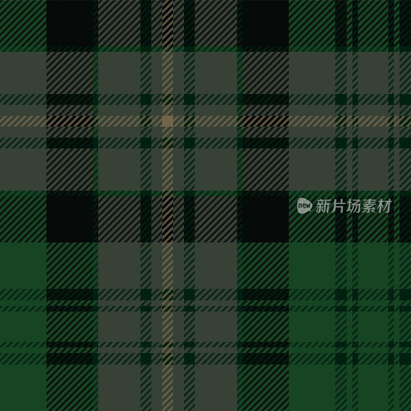 绿色和黑色苏格兰格子格纹织物斯沃琪