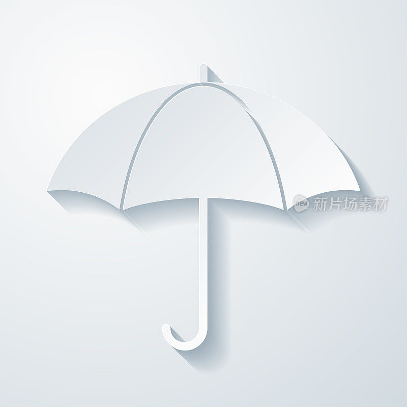 伞。空白背景上剪纸效果的图标