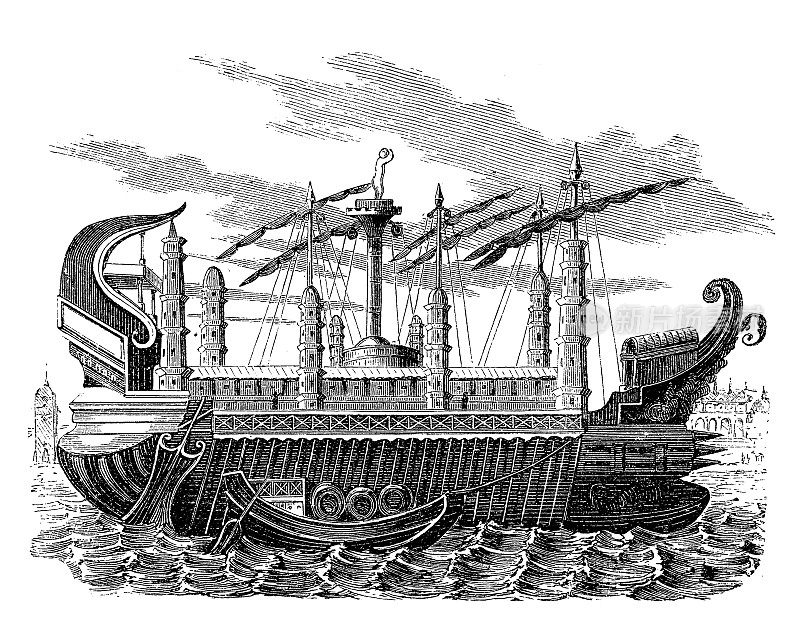 “叙拉古西亚”号是由阿基米德设计的防污技术，以防止附着污浊生物，是一艘古希腊船只，是古代最大的船只，能够运输货物、士兵和弹射器。