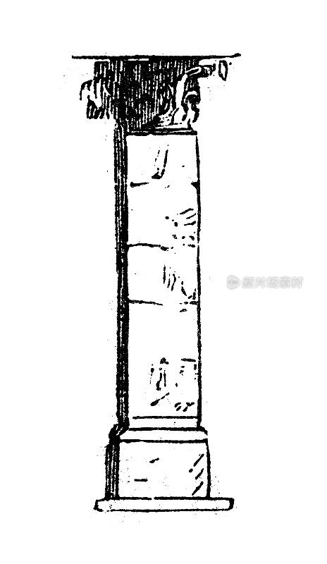 古董雕刻插图:壁柱