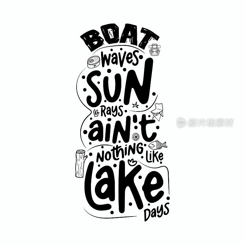 船浪太阳光线不像湖日激励口号概念。向量引号。为t恤和包，海报和卡片印刷插图。孤立在白色背景上。