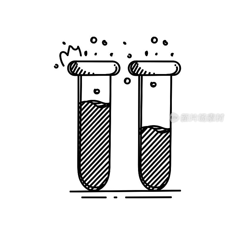 试管线图标，草图设计，像素完美，可编辑笔触。标志、标志、符号。医院，医药，医生，实验室。