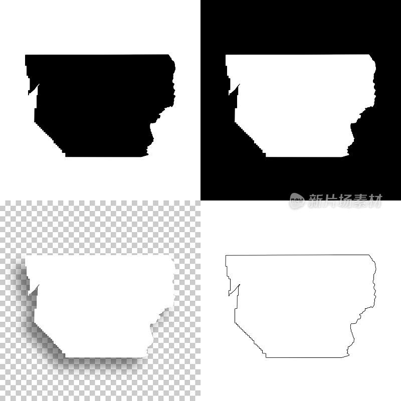 内华达州丘吉尔县。设计地图。空白，白色和黑色背景