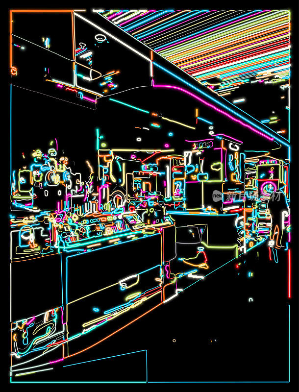 矢量LED灯光渐变色彩迷幻霓虹效果网店商业空间场景背景