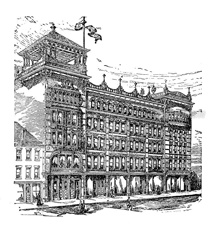 汉普顿县，马萨诸塞州的古董图像:法院广场剧院