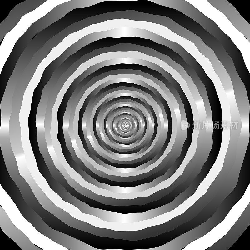凹凸不平的条形圆形隧道通向无限。三维向量