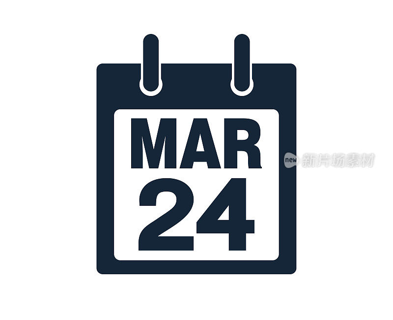 3月24日日历图标股票矢量插图