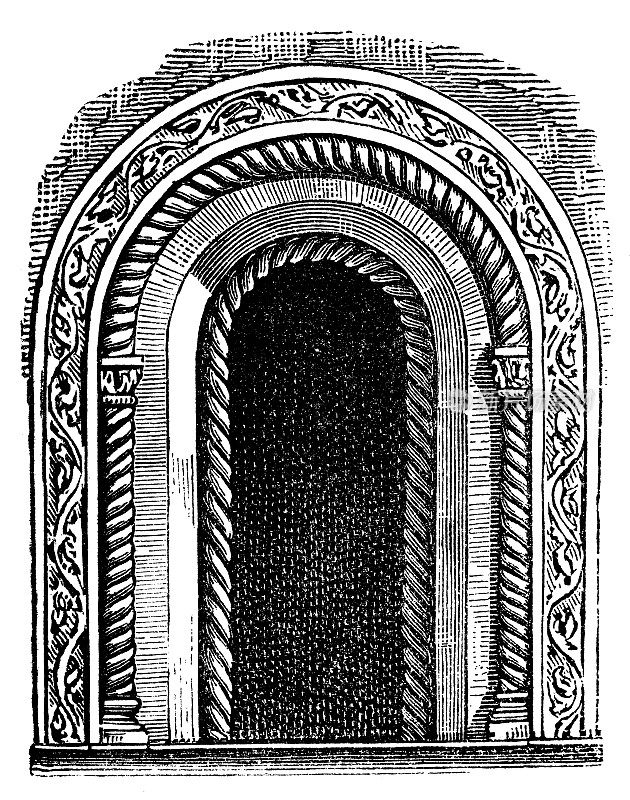 古董插图:华丽的窗户