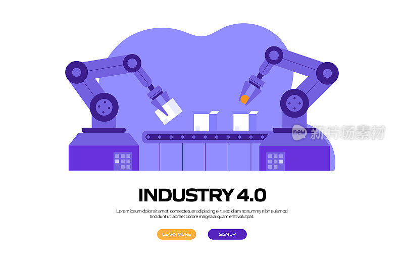 工业4.0概念矢量插图网站横幅，广告和营销材料，在线广告，业务演示等。
