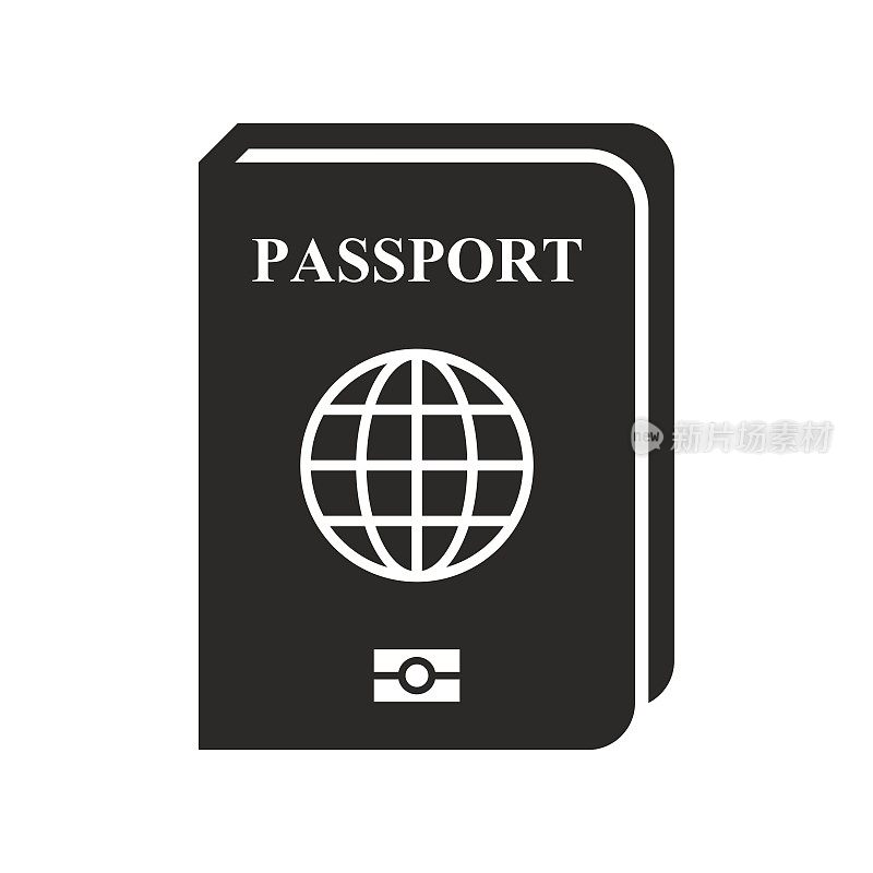 生物识别护照图标。旅行证件。持票人之身分及国籍。