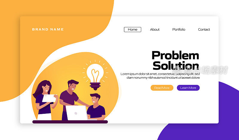问题解决概念矢量插图登陆页面模板，网站横幅，广告和营销材料，在线广告，业务演示等。