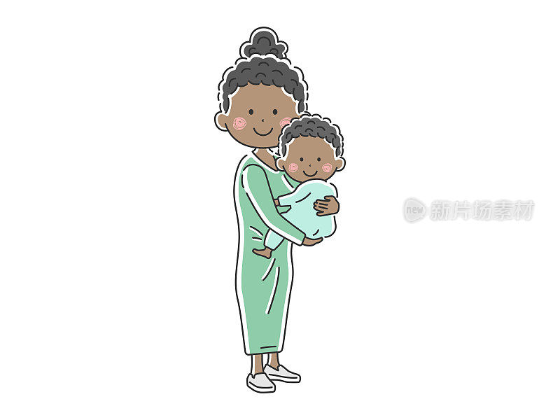 一个母亲抱着一个婴儿的插图。